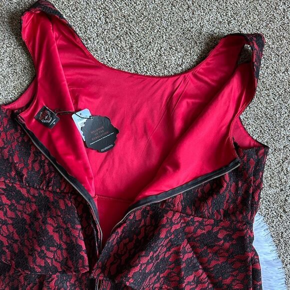 Torrid X Rebel Wilson Dress New Lace Black Red Womens Size 24 No Belt - Picture 6 of 11